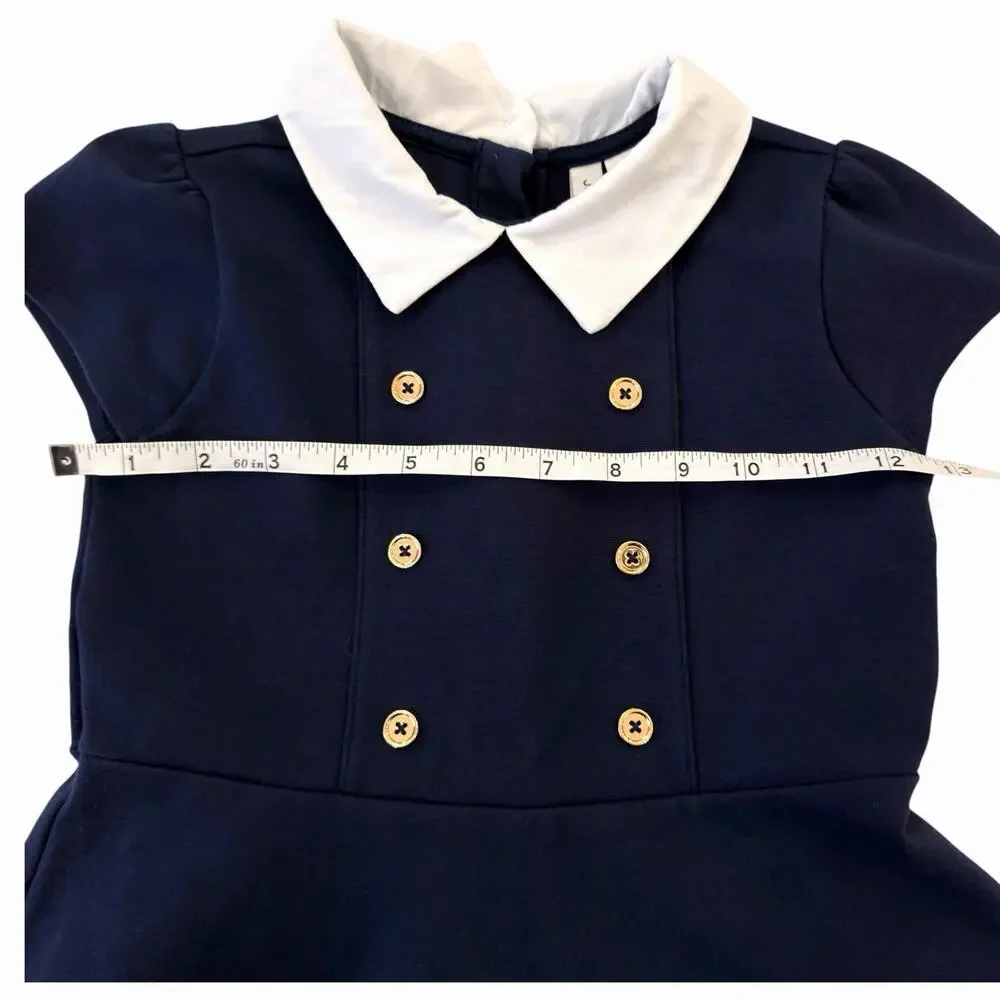 Janie And Jack Girls Button Collared Pointe Dress Merchant Marine Size 6